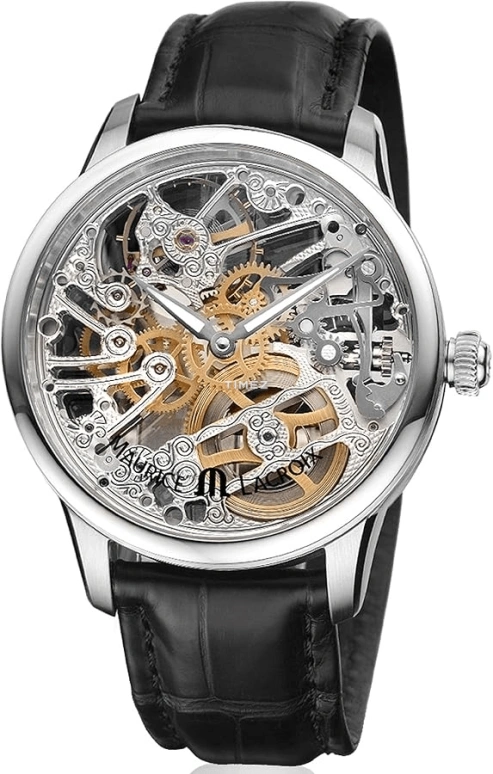 Maurice Lacroix,Masterpiece 43mm,43mm,Stainless Steel,Silver,Skeleton,Handwound,38hours,In-house Caliber,MP7208,MP7208-SS001-000