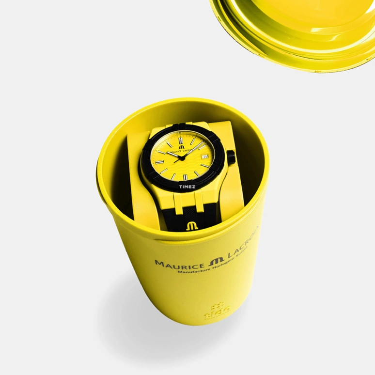 Maurice Lacroix,Aikon 40mm,40mm,Plastic,Recycling and reusing materials,Yellow,Quartz,Day,Sapphire,Crystal Glass,AI2008,AI2008-60060-300-0