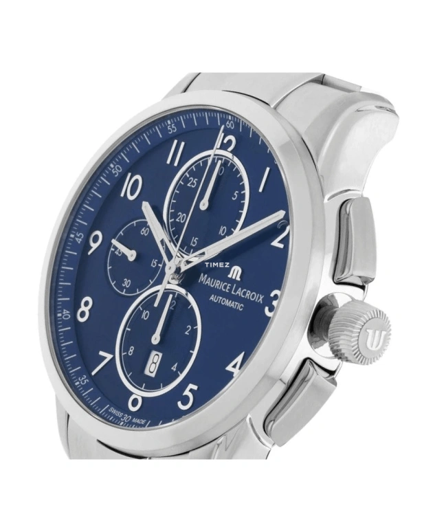 Maurice Lacroix,Pontos 43mm,43mm,Stainless Steel,Blue,Automatic,Chronograph,Day,PT6388,PT6388-SS002-420-1