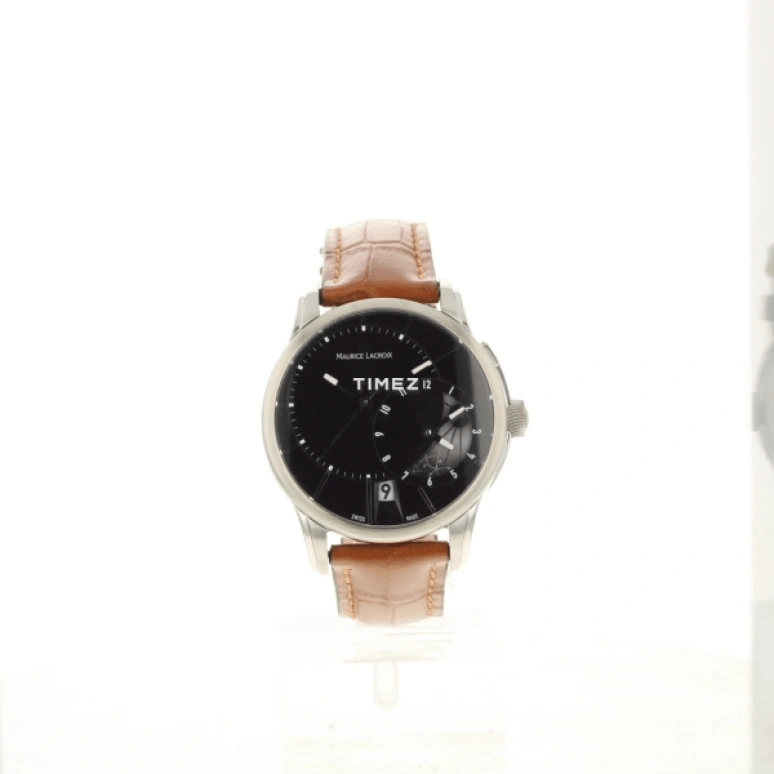 Maurice Lacroix,Pontos 43mm,43mm,Stainless Steel,Black,Automatic,Day,Dule Time,PT6118,PT6118-SS001-331