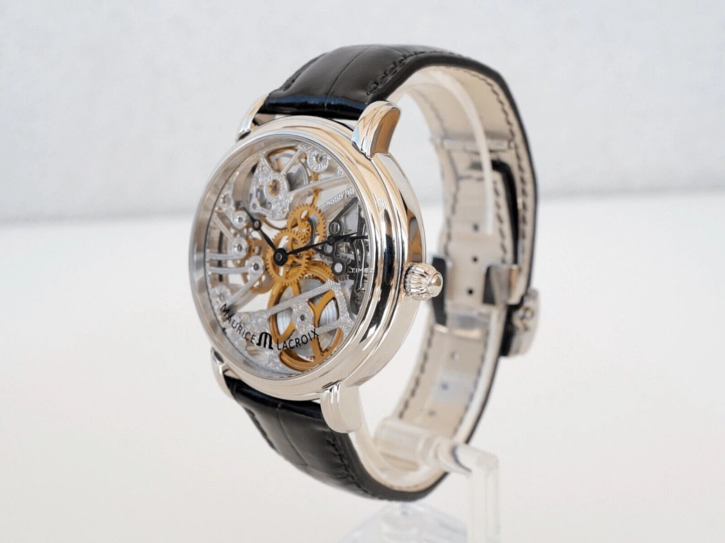 Maurice Lacroix,Masterpiece 44mm,44mm,Stainless Steel,Skeleton,Handwound,Sapphire,Crystal Glass,Round,MP7048,MP7048-SS001-000