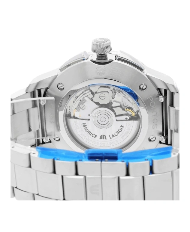 Maurice Lacroix,Pontos 43mm,43mm,Stainless Steel,Blue,Automatic,Chronograph,Day,PT6388,PT6388-SS002-420-1
