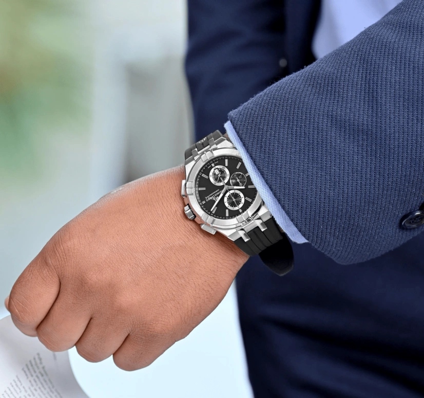 Maurice Lacroix,Aikon Quartz 44mm,44mm,Stainless Steel,Luminous,Black,Quartz,Chronograph,Day,AI1018,AI1018-SS001-330-2