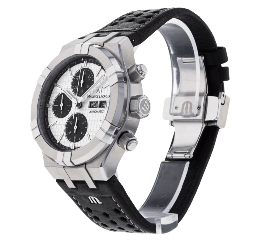 Maurice Lacroix,Aikon 44mm,44mm,Stainless Steel,White,Automatic,Chronograph,Date,Day,AI6038,AI6038-SS001-132-1