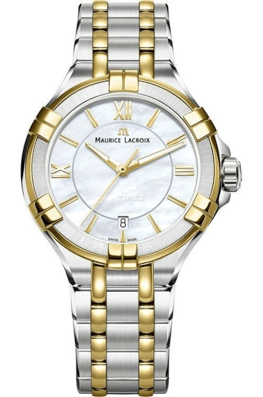 Maurice Lacroix,Aikon Quartz 35mm,35mm,Stainless Steel,Luminous,White,Quartz,Day,Sapphire,AI1006,AI1006-PVY13-160-1