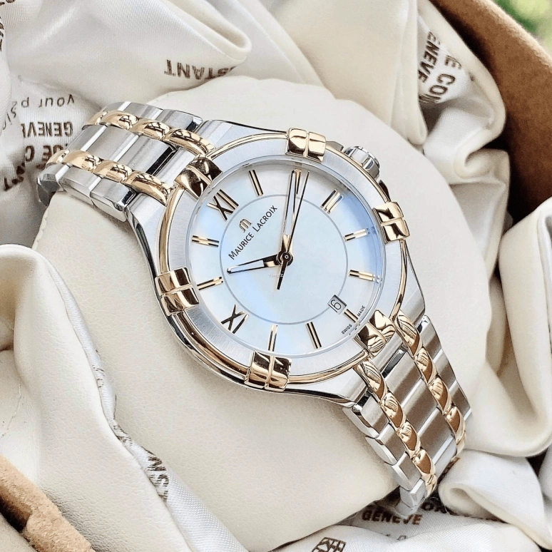Maurice Lacroix,Aikon Quartz 35mm,35mm,Stainless Steel,Luminous,White,Quartz,Day,Sapphire,AI1006,AI1006-PVY13-160-1