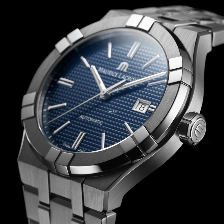 Maurice Lacroix,Aikon 42mm,42mm,Stainless Steel,Blue,Automatic,Day,38hours,AI6008,AI6008-SS002-430-1