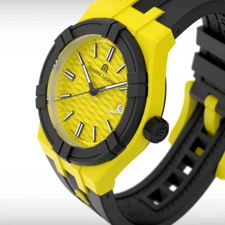 Maurice Lacroix,Aikon 40mm,40mm,Plastic,Recycling and reusing materials,Yellow,Quartz,Day,Sapphire,Crystal Glass,AI2008,AI2008-60060-300-0