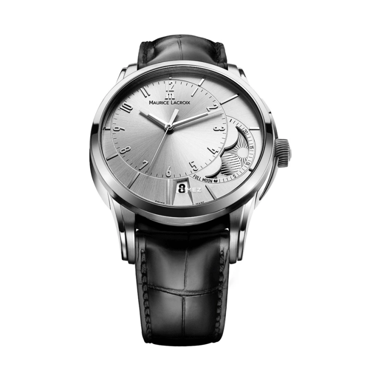 Maurice Lacroix,Pontos 43mm,43mm,Stainless Steel,Silver White,Automatic,Moonphase,Day,PT6318,PT6318-SS001-130