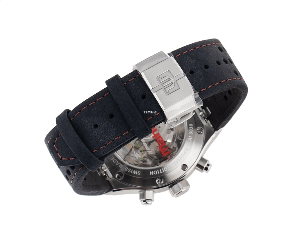 Maurice Lacroix,Aikon 44mm,44mm,Stainless Steel,White,Blue,Red,Automatic,Chronograph,Date,Day,AI6038,AI6038-SS001-133-4
