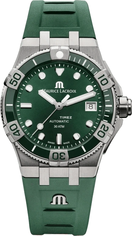 Maurice Lacroix,Aikon 38mm,38mm,Stainless Steel,Green,Automatic,Day,38hours,AI6057,AI6057-SSL5F-630-D