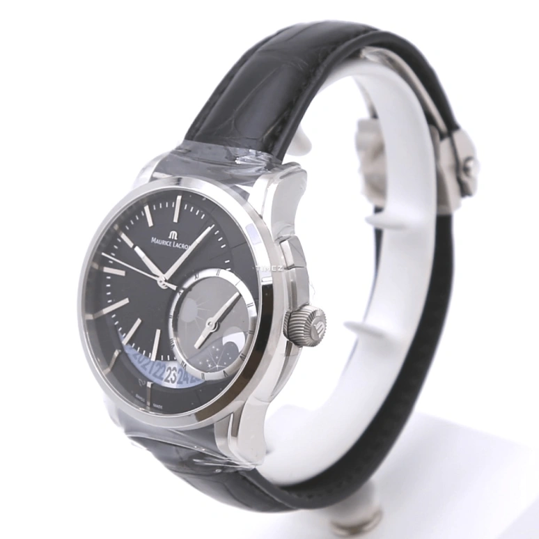 Maurice Lacroix,Pontos 43mm,43mm,Stainless Steel,Black,Automatic,Day,Dule Time,PT6118,PT6118-SS001-330