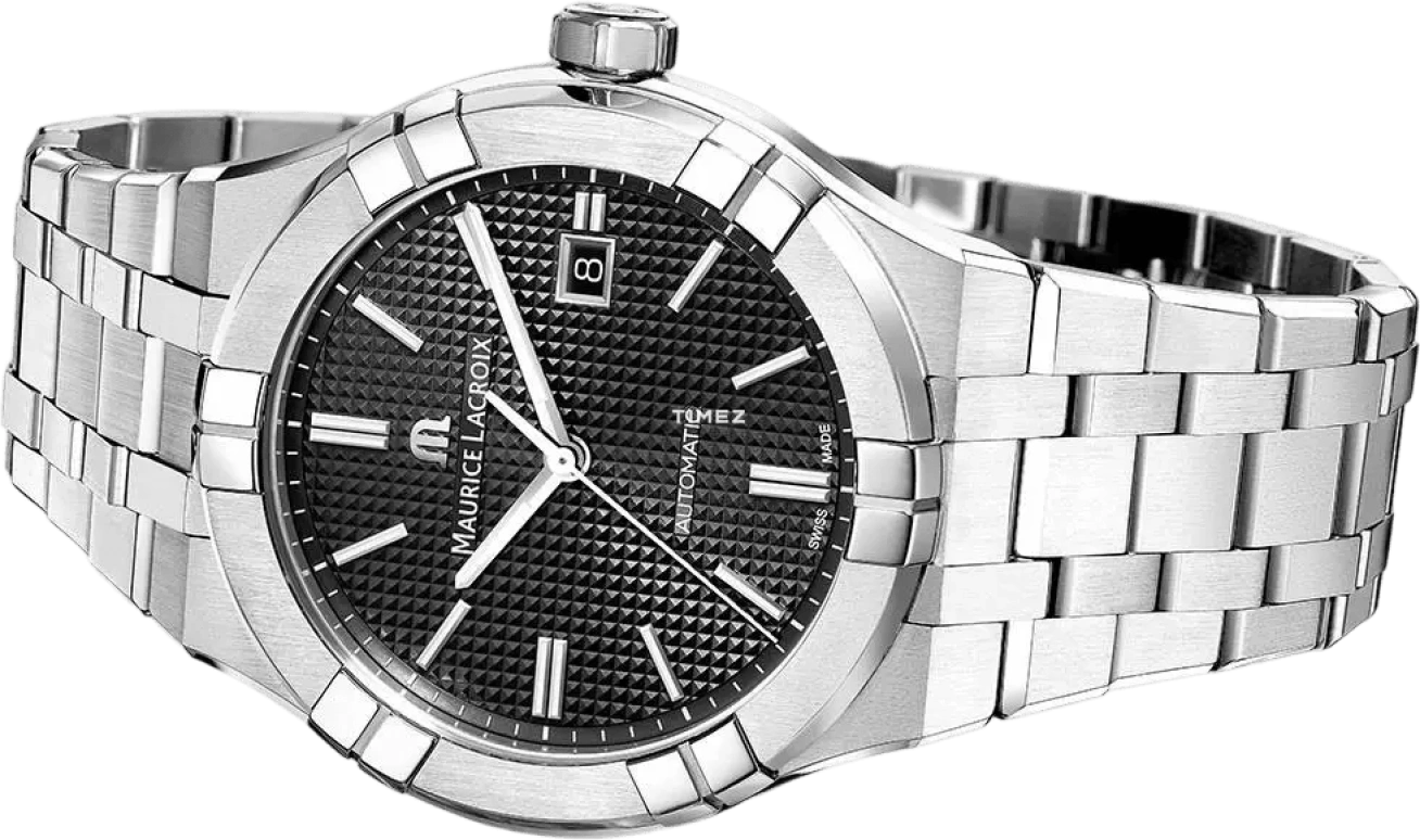 Maurice Lacroix,Aikon 42mm,42mm,Stainless Steel,Black,Automatic,Day,38hours,AI6008,AI6008-SS002-330-1