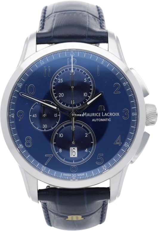 Maurice Lacroix,Pontos 43mm,43mm,Stainless Steel,Blue,Automatic,Chronograph,Day,PT6388,PT6388-SS001-420-4