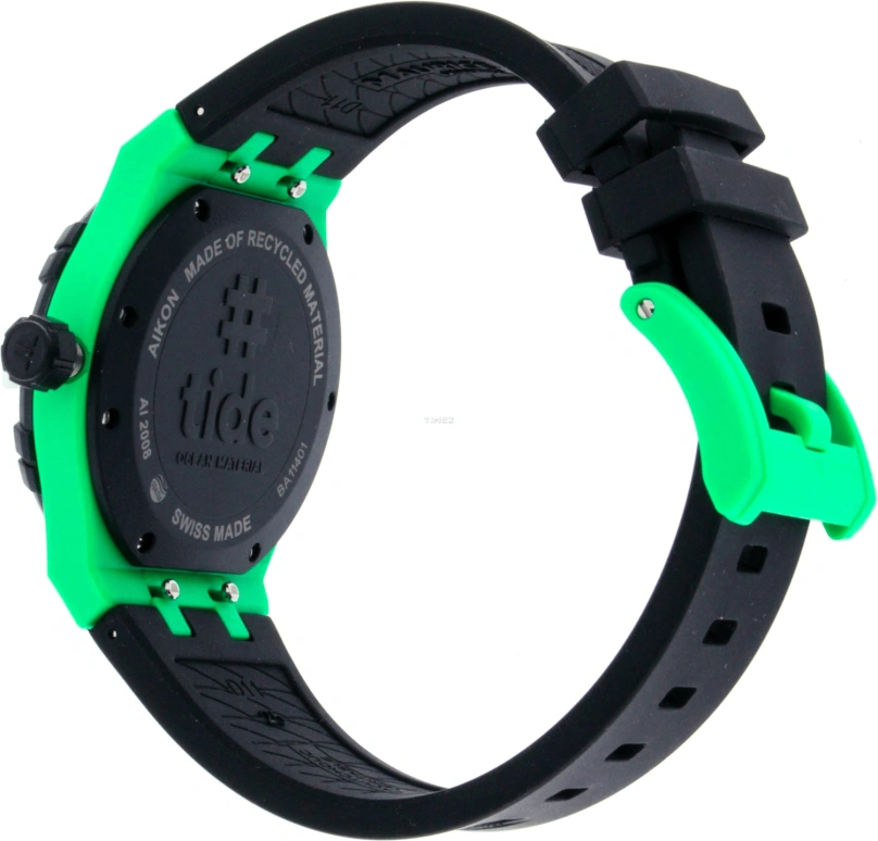 Maurice Lacroix,Aikon 40mm,40mm,Plastic,Recycling and reusing materials,Green,Quartz,Day,Sapphire,Crystal Glass,AI2008,AI2008-70070-300-0