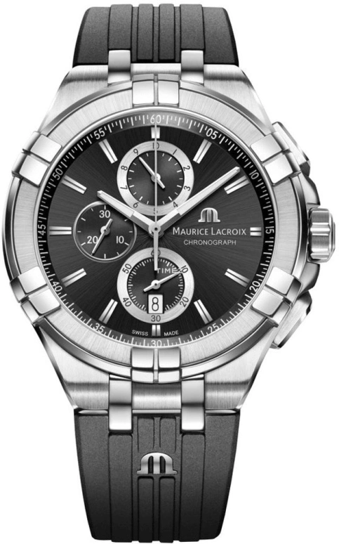 Maurice Lacroix,Aikon Quartz 44mm,44mm,Stainless Steel,Luminous,Black,Quartz,Chronograph,Day,AI1018,AI1018-SS001-330-2