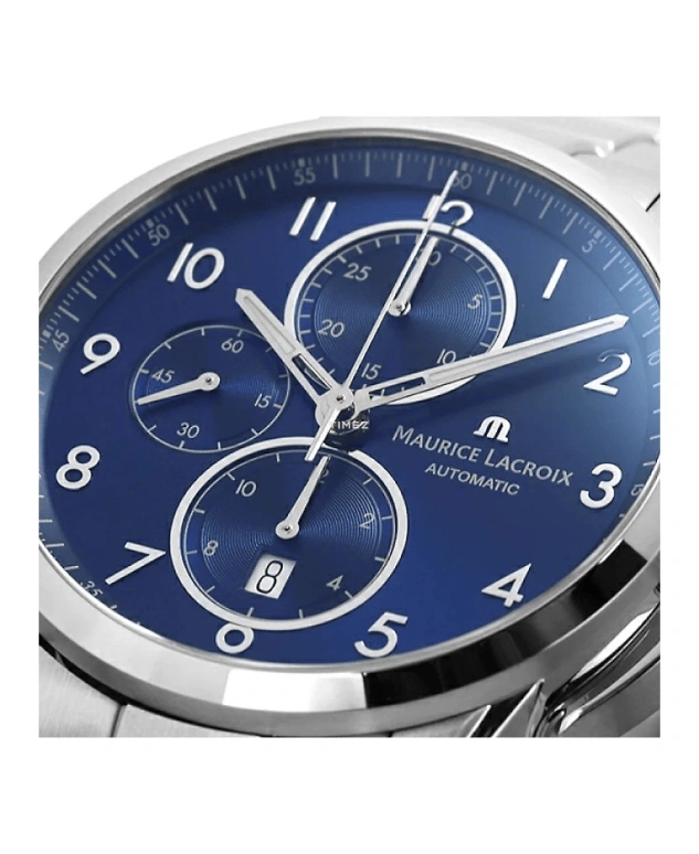 Maurice Lacroix,Pontos 43mm,43mm,Stainless Steel,Blue,Automatic,Chronograph,Day,PT6388,PT6388-SS002-420-1