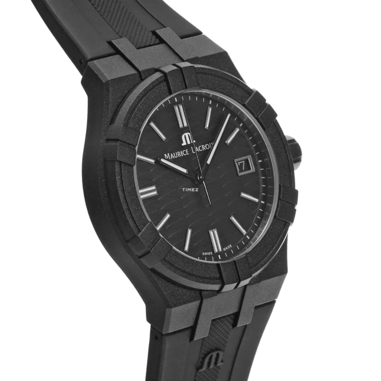 Maurice Lacroix,Aikon 40mm,40mm,Recycling and reusing materials,Plastic,Black,Quartz,Day,Sapphire,Crystal Glass,AI2008,AI2008-00000-300-0