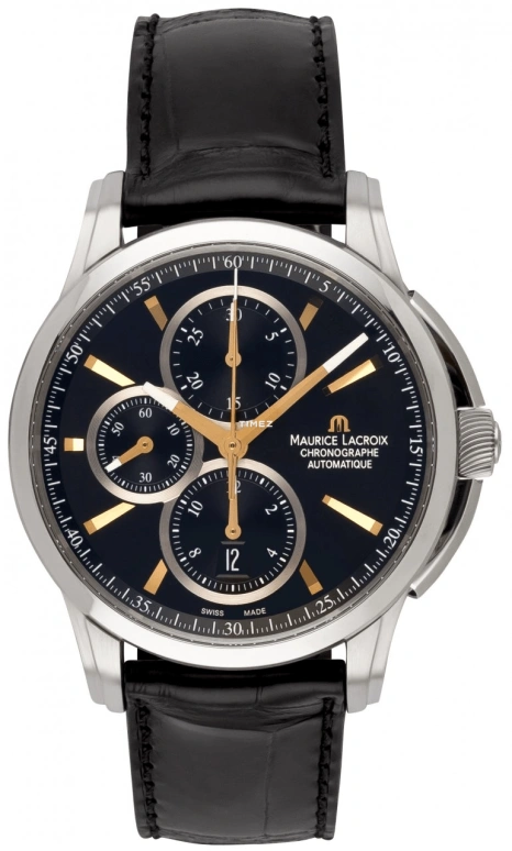 Maurice Lacroix,Pontos 43mm,43mm,Stainless Steel,Black,Automatic,Chronograph,Day,PT6188,PT6188-SS001-332-1