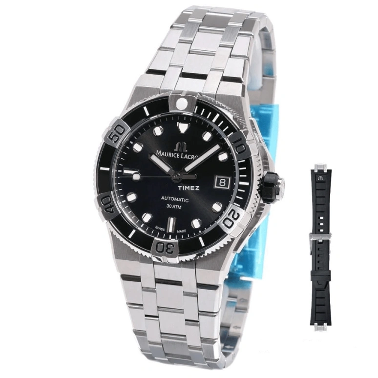 Maurice Lacroix,Aikon 38mm,38mm,Stainless Steel,Black,Automatic,Day,38hours,AI6057,AI6057-SSL2F-330-A