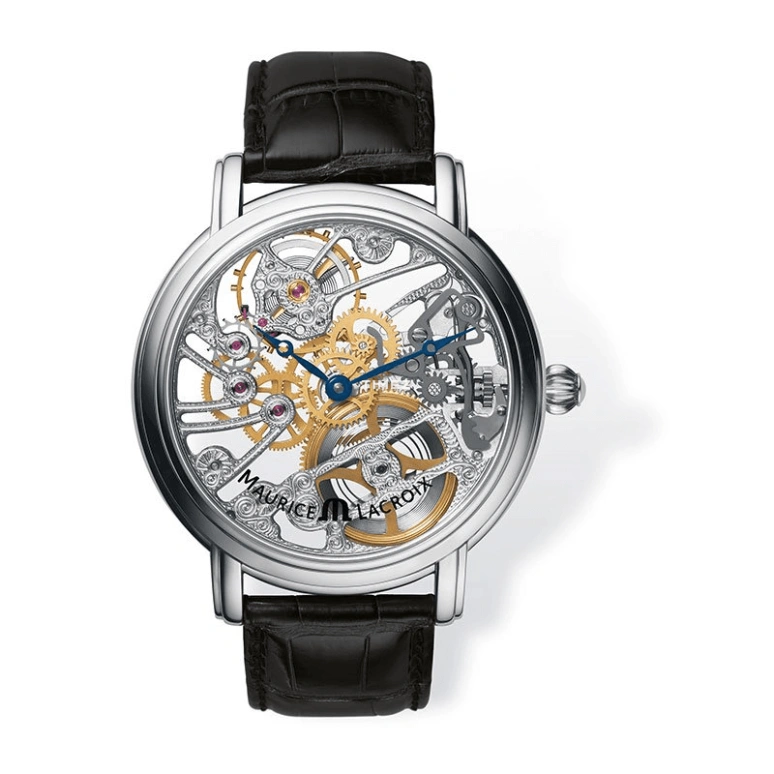 Maurice Lacroix,Masterpiece 44mm,44mm,Stainless Steel,Skeleton,Handwound,Sapphire,Crystal Glass,Round,MP7048,MP7048-SS001-000