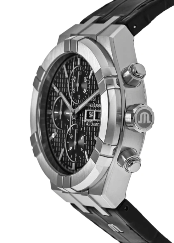 Maurice Lacroix,Aikon 44mm,44mm,Stainless Steel,Black,Automatic,Chronograph,Date,Day,AI6038,AI6038-SS001-330-1
