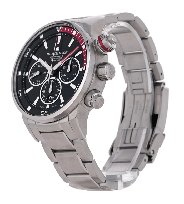 Maurice Lacroix,Pontos 43mm,43mm,Stainless Steel,Black,Automatic,Chronograph,Day,PT6018,PT6018-SS002-330-1