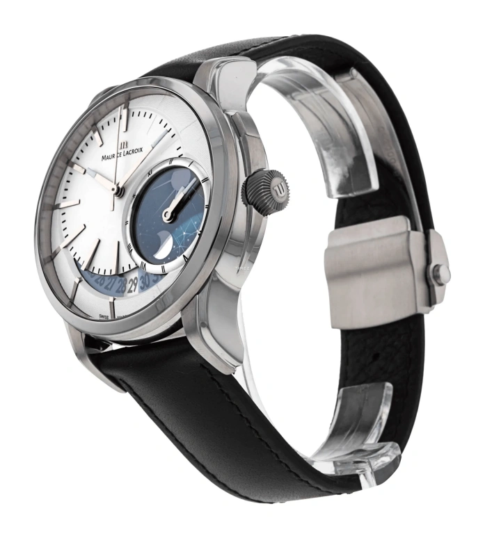Maurice Lacroix,Pontos 43mm,43mm,Stainless Steel,Silver White,Automatic,Day,Dule Time,PT6118,PT6118-SS001-130