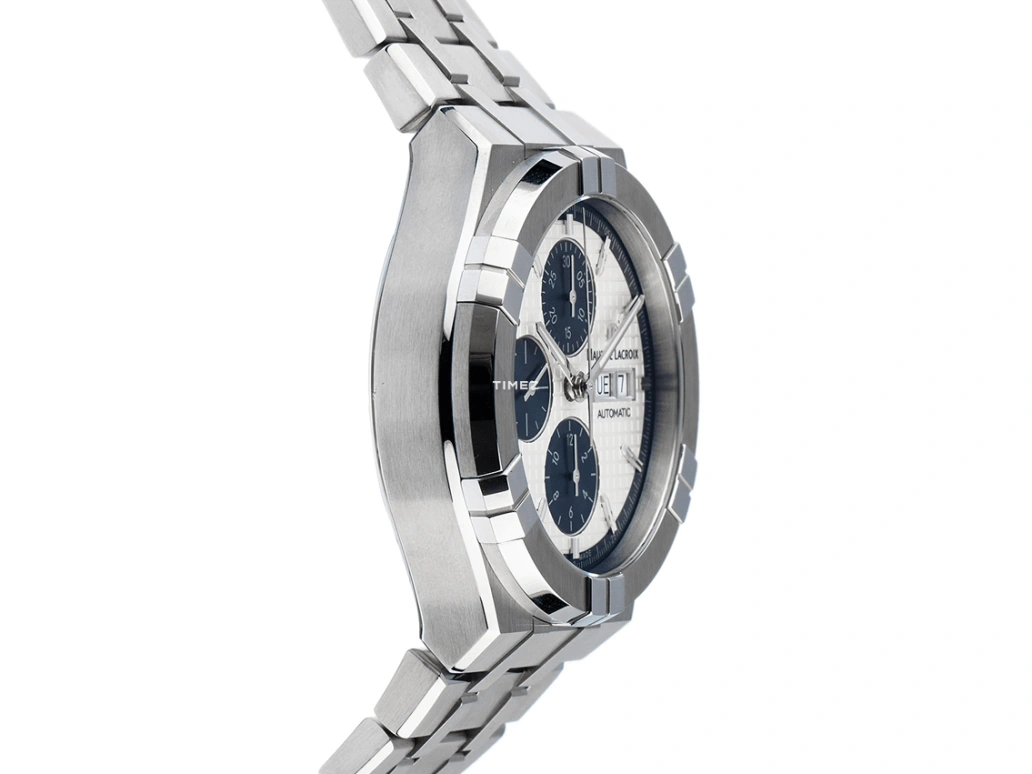Maurice Lacroix,Aikon 44mm,44mm,Stainless Steel,Silver,Blue,Automatic,Chronograph,Day,AI6038,AI6038-SS002-131-1