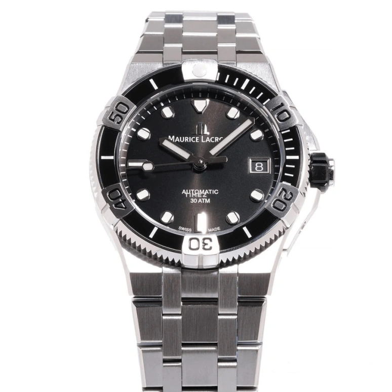 Maurice Lacroix,Aikon 38mm,38mm,Stainless Steel,Black,Automatic,Day,38hours,AI6057,AI6057-SSL2F-330-A