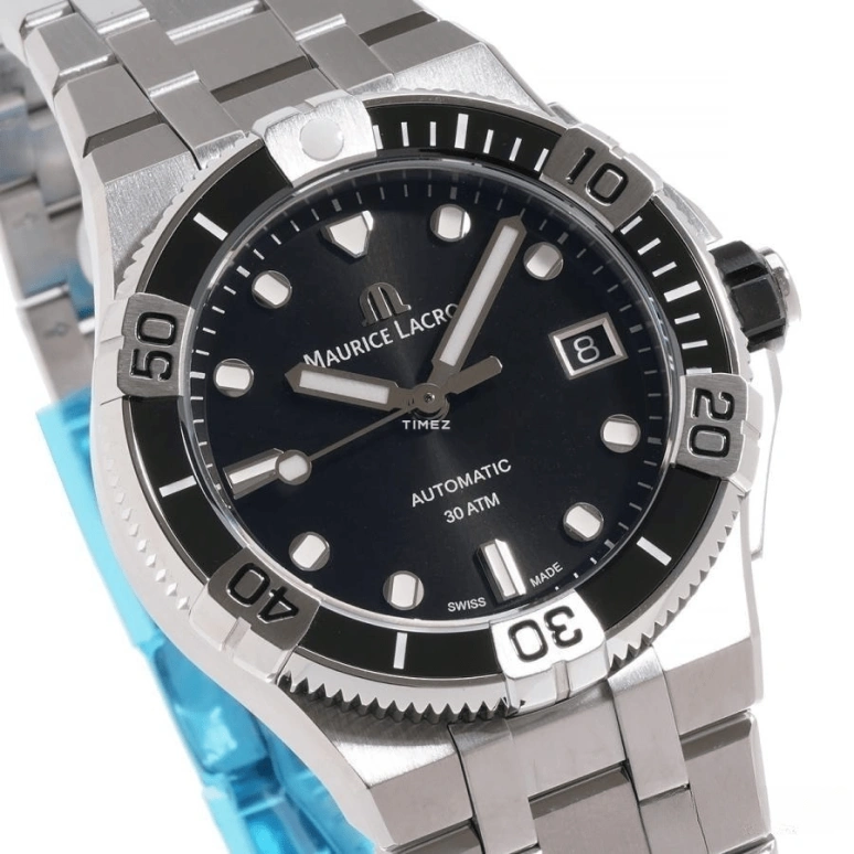 Maurice Lacroix,Aikon 38mm,38mm,Stainless Steel,Black,Automatic,Day,38hours,AI6057,AI6057-SSL2F-330-A