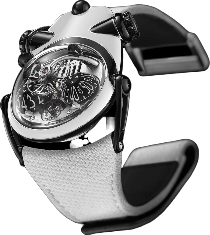 MB&F,Horological Machines 45mm,45mm,Titanium,Stainless Steel,Black,Handwound,Power Reserve Indicator,45hours,HM10,HM10-OW