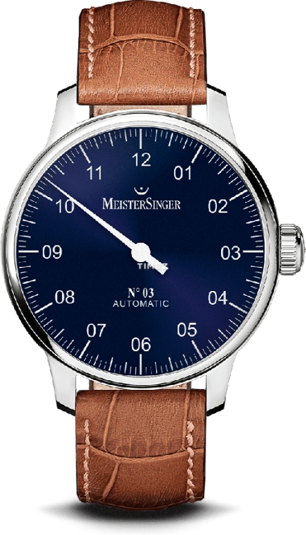 MeisterSinger,Single-Hand Watches 43mm,43mm,Stainless Steel,Blue,Automatic,38hours,Sapphire,AM908