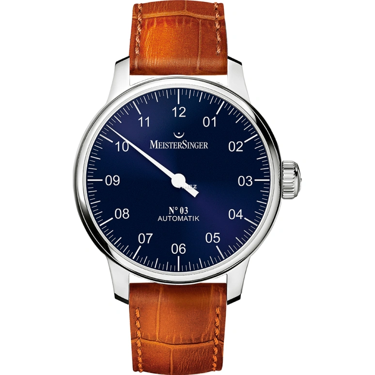 MeisterSinger,Single-Hand Watches 43mm,43mm,Stainless Steel,Blue,Automatic,38hours,Sapphire,AM908