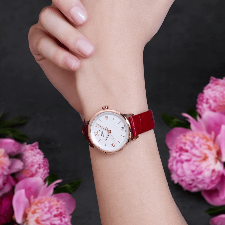 Mido,Rainflower 34mm,34mm,Stainless Steel,Rose,White,Automatic,80hours,In-house Caliber,M043,M043.207.36.018.01