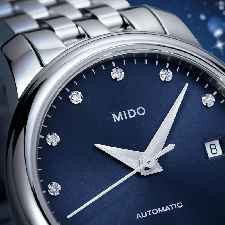 Mido,Baroncelli 25mm,25mm,Stainless Steel,Blue,Automatic,48hours,In-house Caliber,M039,M039.007.11.046.00