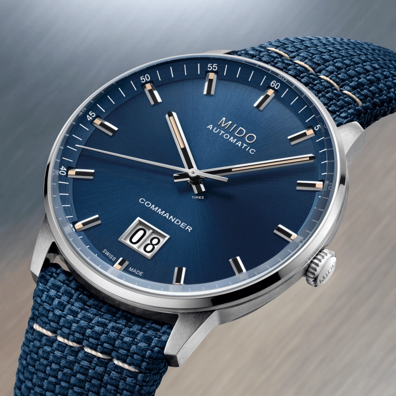 Mido,Commander 42mm,42mm,Stainless Steel,Blue,Automatic,Day,80hours,M021,M021.626.17.041.00
