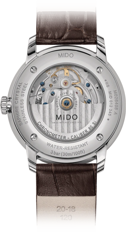 Mido,Baroncelli 40mm,40mm,Stainless Steel,Grey,Automatic,Date,Anti-magnetic,M027,M027.408.16.061.00