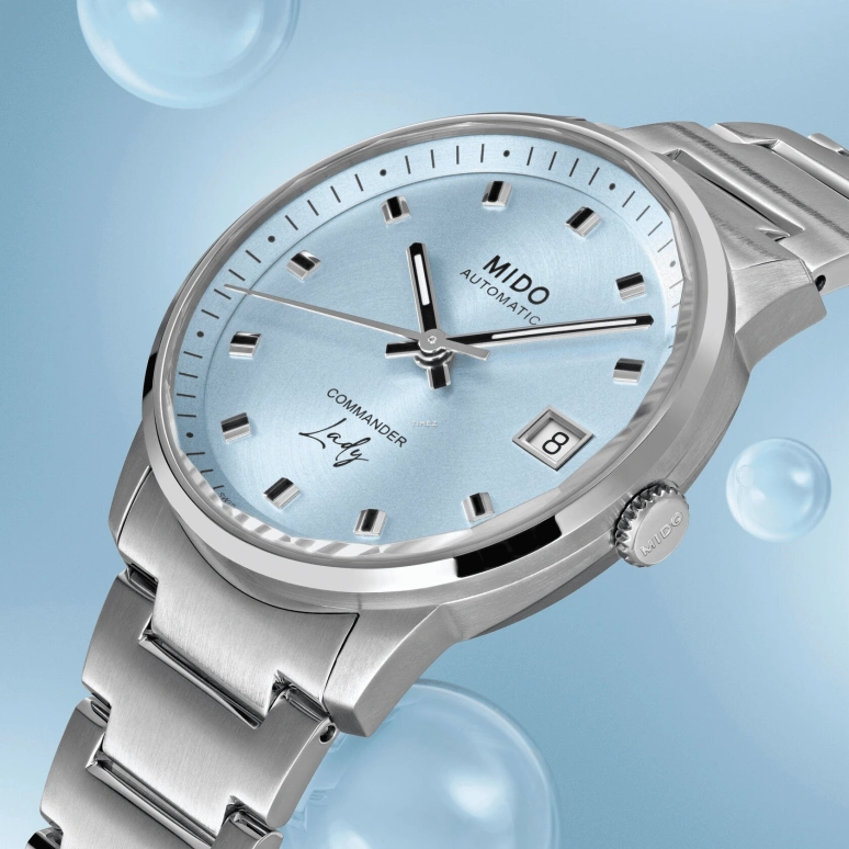 Mido,Commander 35mm,35mm,Stainless Steel,Blue,Automatic,Day,Sapphire,Crystal Glass,M021,M021.207.11.041.00