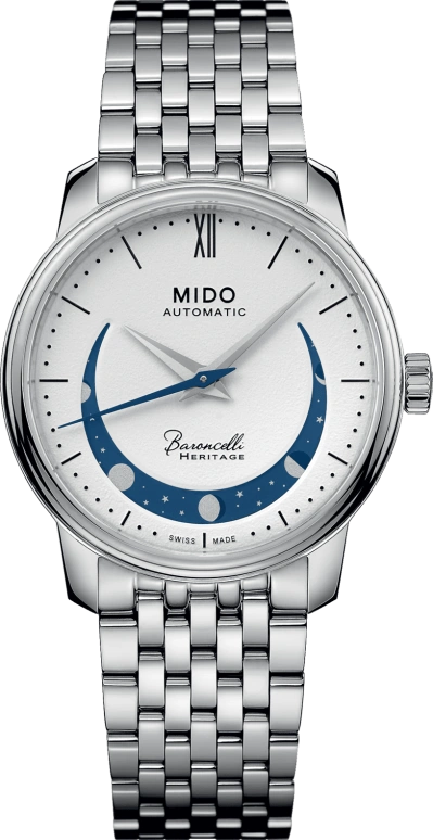 Mido,Baroncelli 33mm,33mm,Stainless Steel,White,Automatic,72hours,In-house Caliber,M027,M027.207.11.010.01