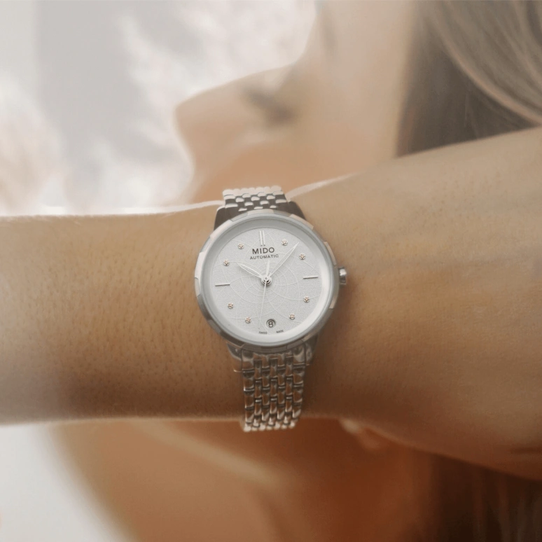 Mido,Rainflower 34mm,34mm,Stainless Steel,White,Automatic,Date,Anti-magnetic,M043,M043.207.11.011.00