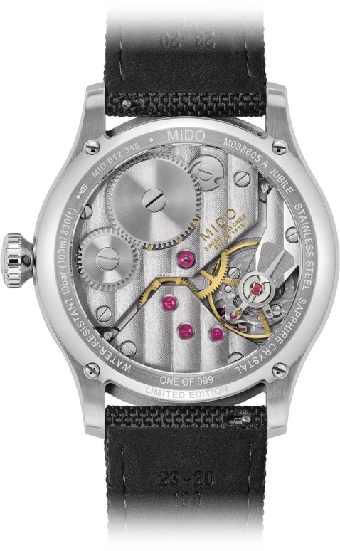 Mido,Multifort 44mm,44mm,Stainless Steel,Black,Grey,Handwound,Sapphire,Crystal Glass,Round,M038,M038.605.11.060.00