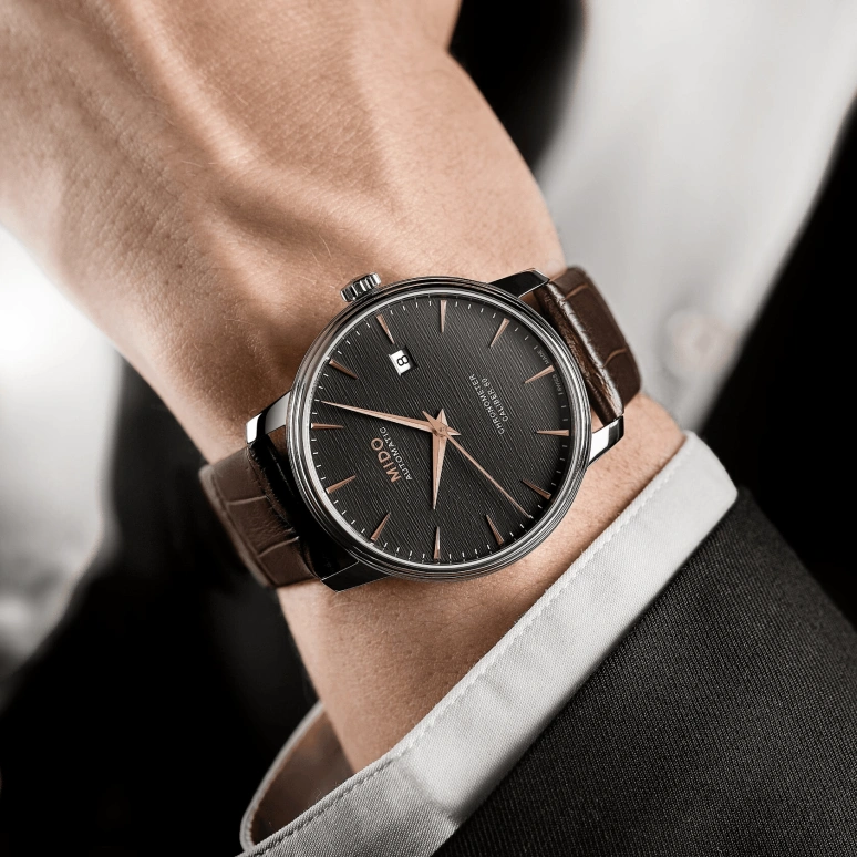 Mido,Baroncelli 40mm,40mm,Stainless Steel,Grey,Automatic,Date,Anti-magnetic,M027,M027.408.16.061.00