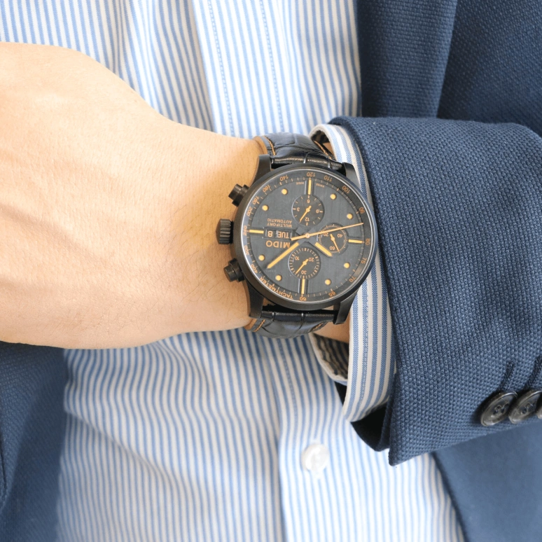 Mido,Multifort 44mm,44mm,Stainless Steel,Black,Automatic,Chronograph,Date,Day,M005,M005.614.36.051.22