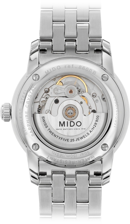 Mido,Baroncelli 38mm,38mm,Stainless Steel,White,Automatic,80hours,In-house Caliber,M8600,M8600.4.26.1
