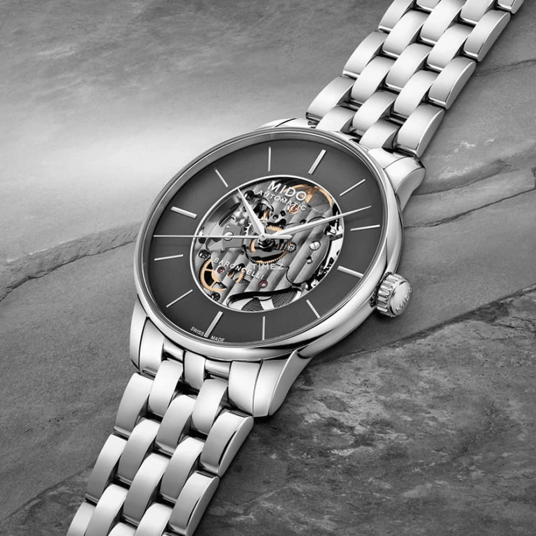 Mido,Baroncelli 39mm,39mm,Stainless Steel,Smoky Coal,Coal Gray,Grey,Automatic,80hours,In-house Caliber,M037,M037.436.11.061.00