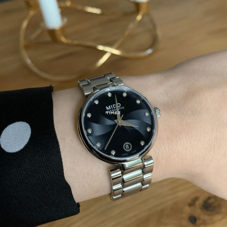 Mido,Baroncelli 33mm,33mm,Stainless Steel,Black,Automatic,Day,80hours,M022,M022.207.11.056.10