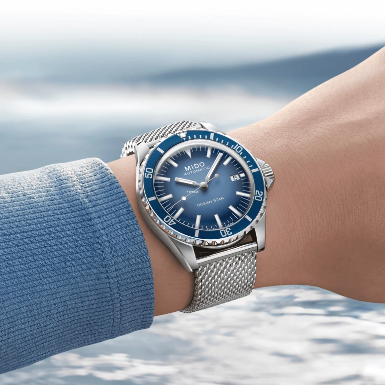 Mido,Ocean Star 40.50mm,40.50mm,Stainless Steel,Gradient,Blue,Automatic,Day,Sapphire,Crystal Glass,M026,M026.807.11.041.01