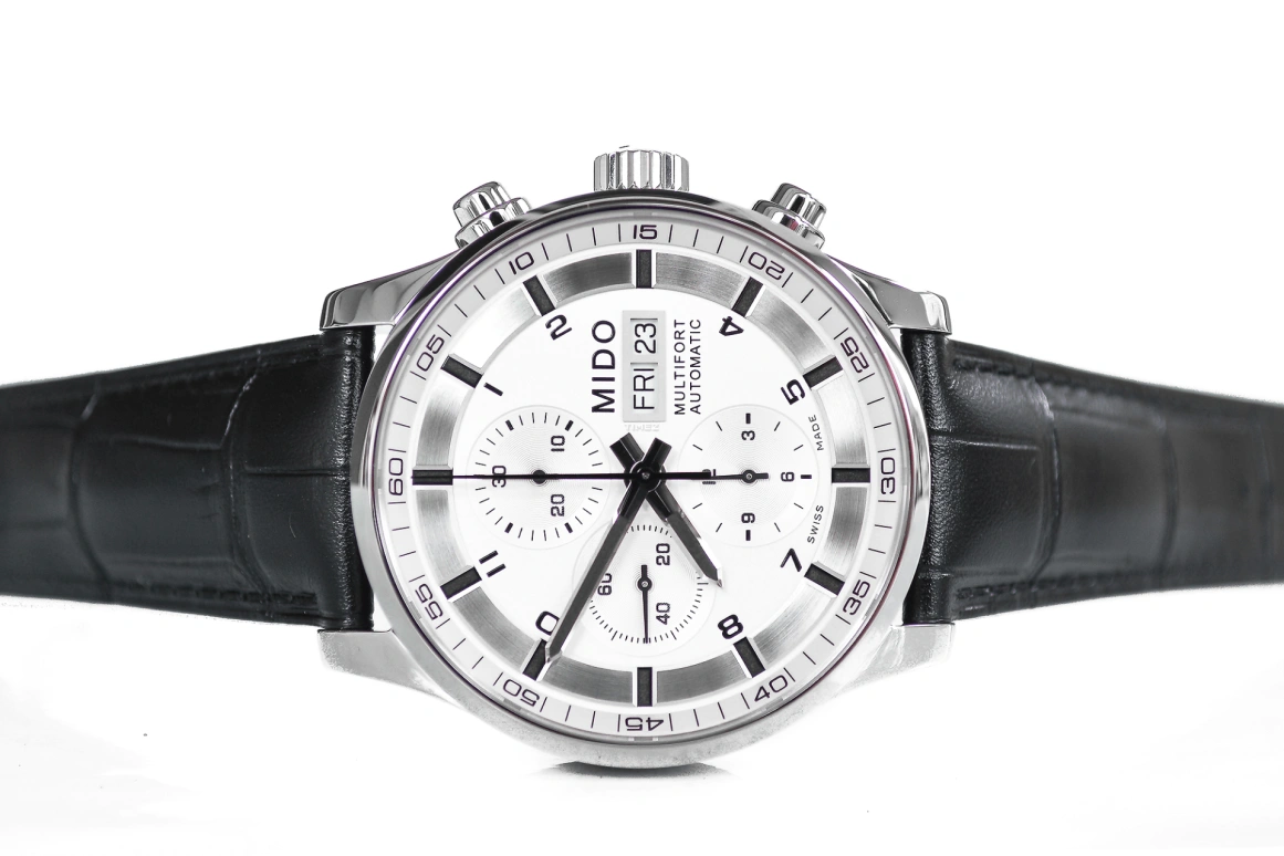 Mido,Multifort 44mm,44mm,Stainless Steel,Silver White,Automatic,Chronograph,Date,Day,M005,M005.614.16.037.21
