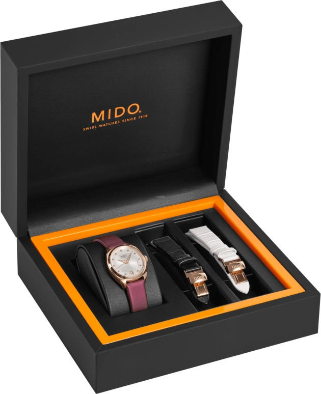 Mido,Belluna 33mm,33mm,Stainless Steel,Rose Gold,White,Automatic,80hours,In-house Caliber,M024,M024.307.37.116.00